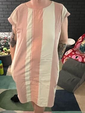 Caslon Pink and Cream Vertical Stripe Mini Dress